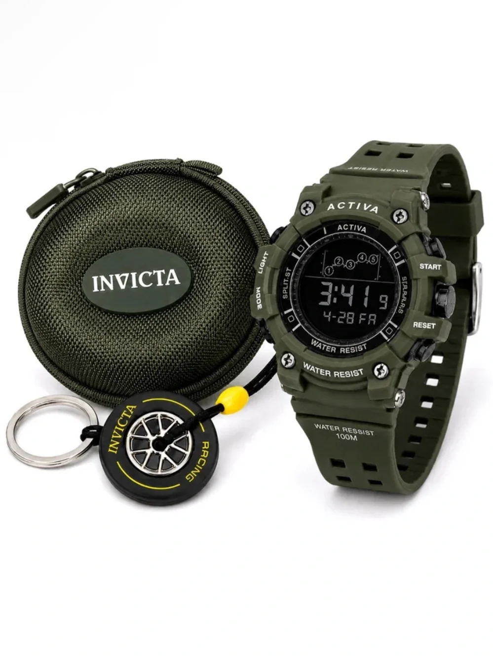 NWT Invicta Activa Rally Edition Digital Watch - Olive Green
